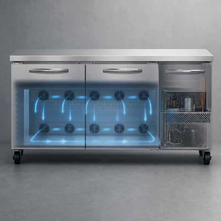 Product image #3 for Continental Refrigerator FA68N 68-Inch Two-Section Worktop Freezer with Solid Doors