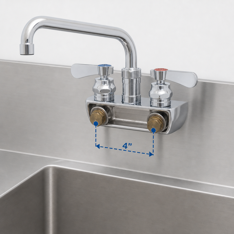 Product image #3 for BK Resources OptiFlow Heavy Duty Lead-Free 4-Inch Center Splash-Mount Faucet with 16-Inch Swing Spout
