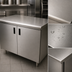Thumbnail image #3 for Advance Tabco Special Value Economy Enclosed Work Table with Cabinet Base and Hinged Doors, 48 x 24 Inches, 16 Gauge 304 Stainless Steel Top