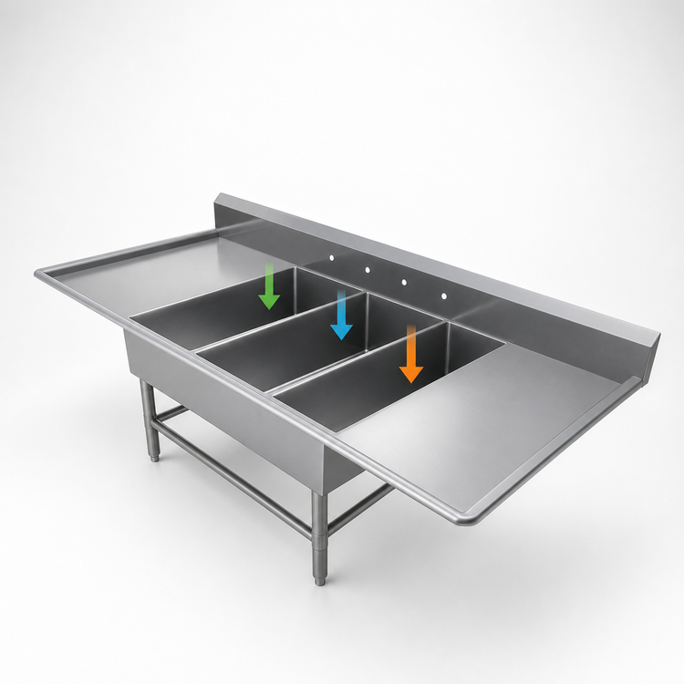 Product image #3 for John Boos Pro-Bowl 3-Compartment Platter Sink with Dual Drainboards