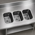 Thumbnail image #3 for Eagle Group FDI-24-24-13.5-3 Three-Compartment Weld-In Sink, 24 x 24 x 13.5-Inch Bowls, 18-Gauge 304 Stainless Steel