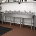 Thumbnail image #3 for Advance Tabco 6-Station Freestanding Multiwash Hand Wash Sink with 6 Gooseneck Faucets and Rear Basket Drains, 120-Inch