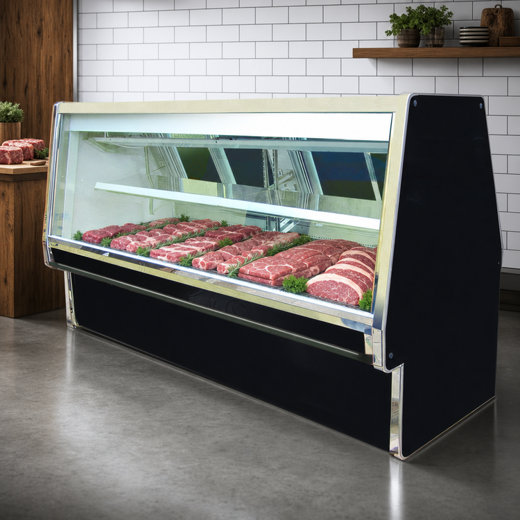 Product image #3 for Howard-McCray 34E Series 148-1/2-Inch Wide Red Meat Service Case, Self-Contained Refrigeration, Straight Glass