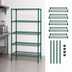 Thumbnail image #3 for Quantum Stationary Wire Shelving Starter Kit, 42 x 24 x 74 Inches, 5 Shelves, Green Epoxy Antimicrobial Finish