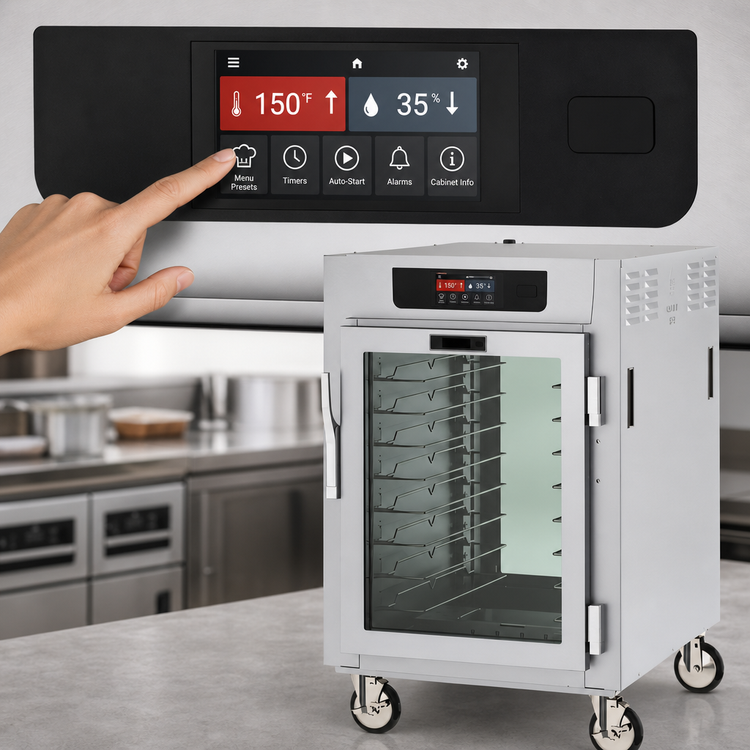Product image #3 for Metro C5 8 Series Mobile Pass-Thru Controlled Temperature Holding Cabinet, 1/2 Height, Tempered Glass Doors