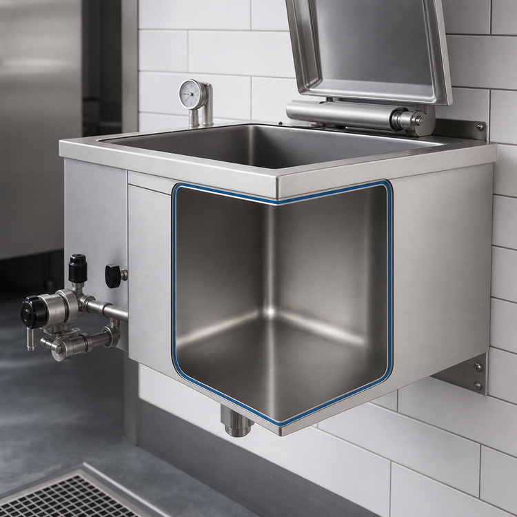 Product image #3 for Legion LSWC-20 20-Gallon Full-Jacketed Stationary Direct Steam Wall-Mount Kettle