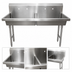 Thumbnail image #3 for BK Resources 48-Inch Two-Station Freestanding Hand Wash Sink, 8-Inch Deep Bowl, Stainless Steel