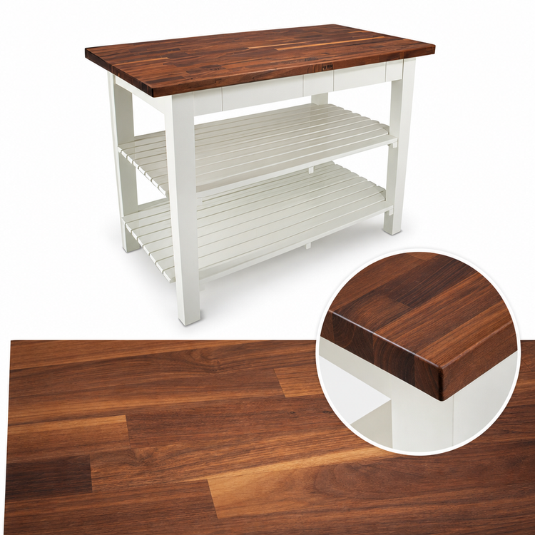 Product image #4 for John Boos Blended American Black Walnut Wood Top Work Table with Painted Base and Two Slatted Undershelves, 48 x 30 x 34-3/4 Inches