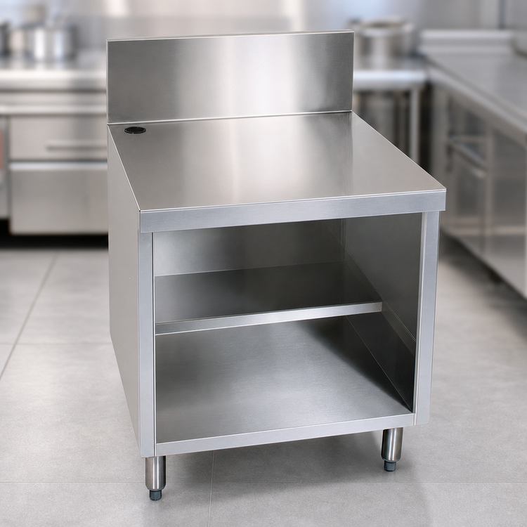Product image #3 for CHOICE Open Front POS Work Center Cabinet Base, 18 x 24 Inch, Stainless Steel