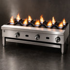 Thumbnail image #3 for Jade Range (Middleby) Supreme JHP-848-F 48-Inch Floor-Model Gas Hot Plate with 8 Open Burners, Stainless Steel, and Undershelf