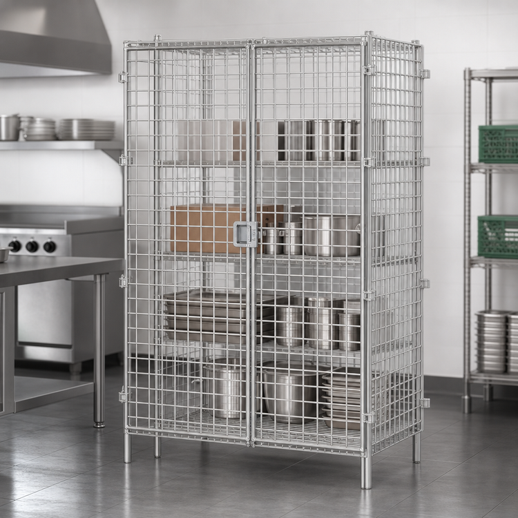 Product image #3 for EagleGard Stationary Wire Security Cage with Dual Padlock Doors, 39-1/4"W x 27-1/4"D x 67"H