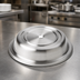 Thumbnail image #3 for American Metalcraft Round Stainless Steel Plate Cover with Finger Hole, English Foot, Satin Finish