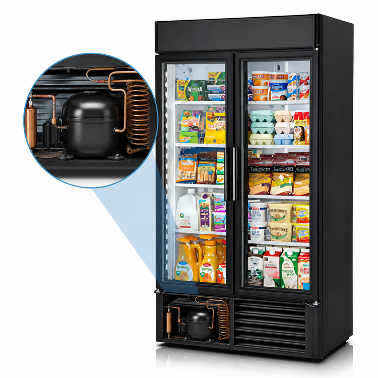 Product image #3 for True Two-Section Glass Door Merchandiser Refrigerator with 8 Shelves