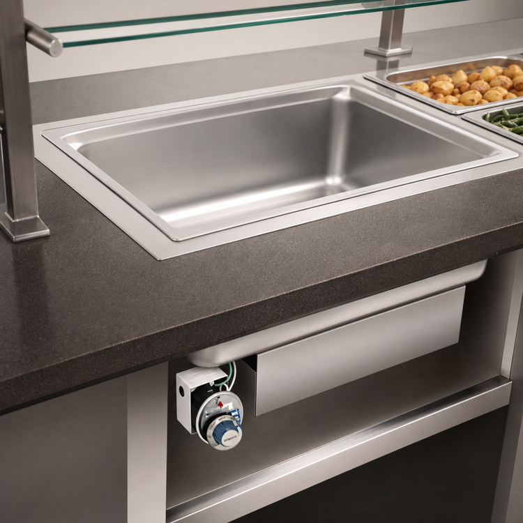 Product image #3 for Wells SS-206TD Built-In Electric Hot Food Well with Drain, Top-Mount, 12 x 20-Inch Pan Opening