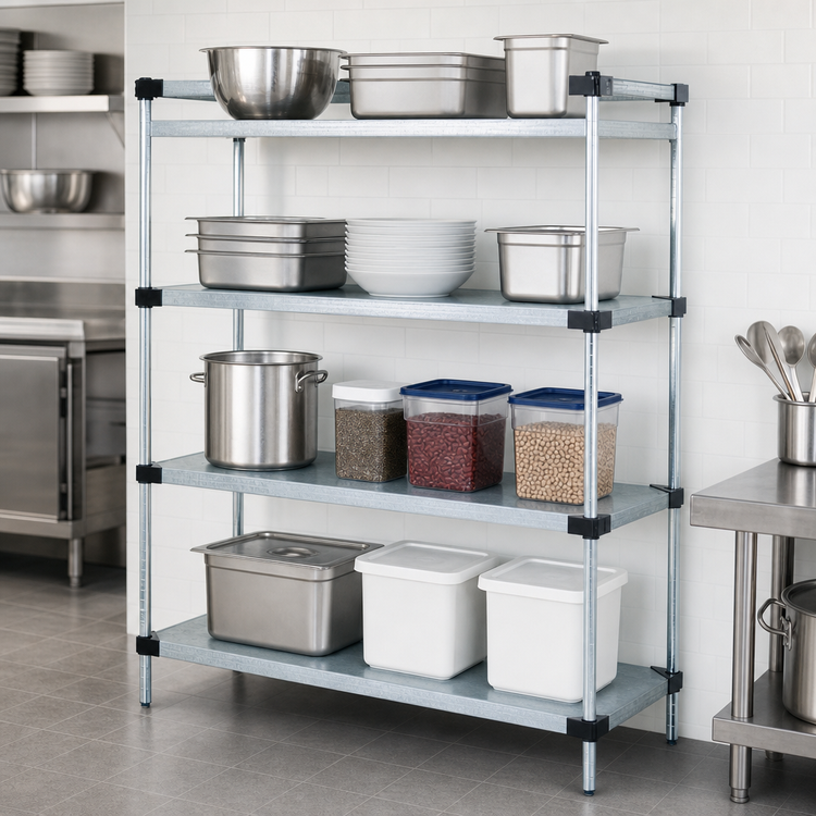 Product image #3 for Quantum 54-Inch x 18-Inch x 74-Inch Solid Shelving Starter Kit with 4 Shelves