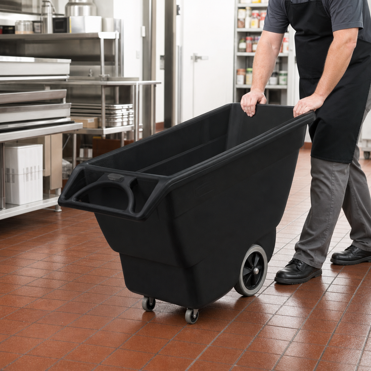 Product image #3 for Rubbermaid Commercial Products 3/4 Cubic Yard Structural Foam Open-Top Tilt Truck, Black