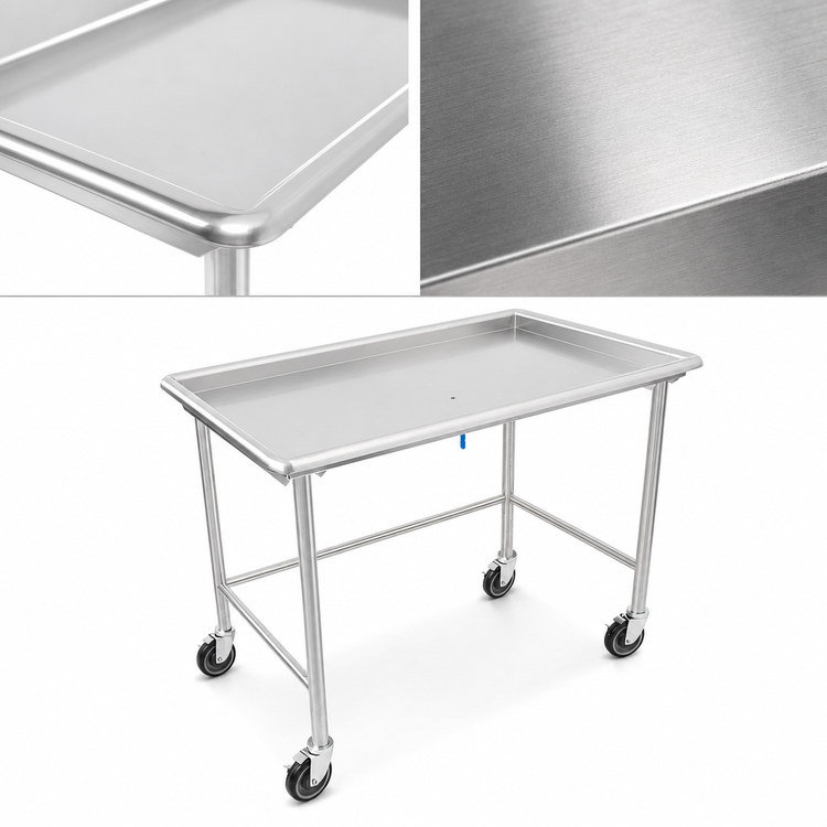 Product image #3 for John Boos 36-7/8" x 30-3/8" Stainless Steel Dish Sorting Table with Raised Edge and Locking Casters