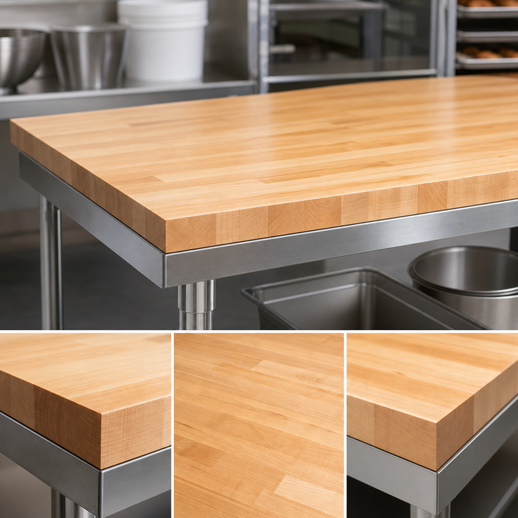 Product image #3 for John Boos Laminated Northern Hard Rock Maple Work Table Top, 120"W x 30"D x 1-3/4" Thick