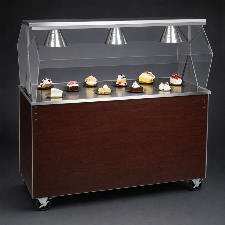 Product image #3 for Vollrath 2-Series Affordable Portable 46-Inch Cherry Woodgrain Solid Base Utility Station with Breath Guard and Lights