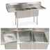 Thumbnail image #3 for 54-Inch Economy Three-Compartment Commercial Stainless Steel Sink with Left and Right Drainboards