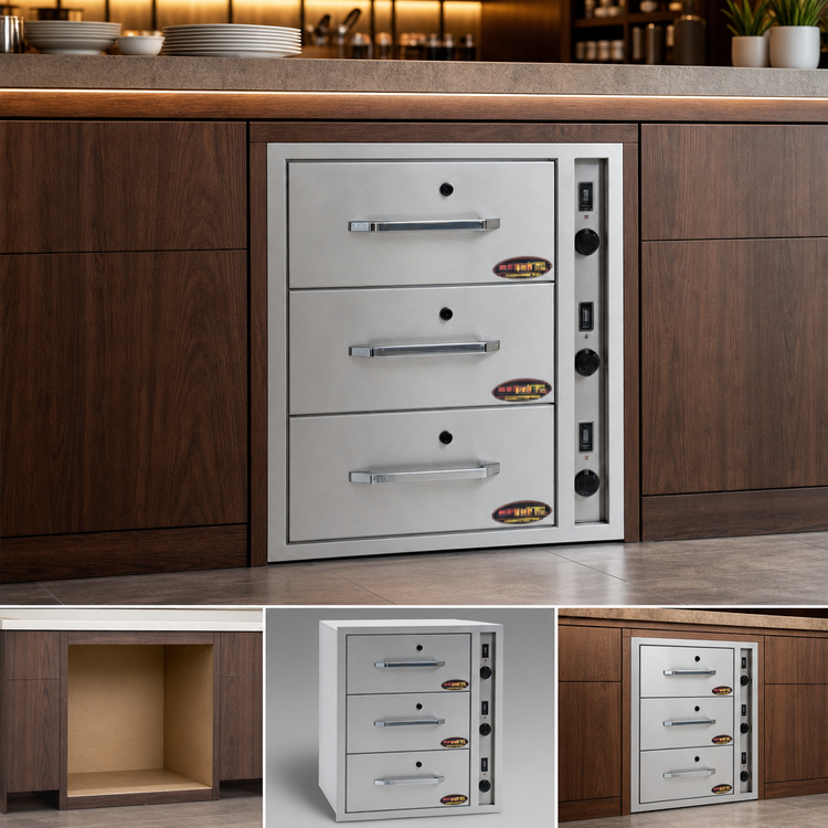Product image #3 for RedHots DWW-3BI-240 Built-In 3-Drawer Warming Drawer