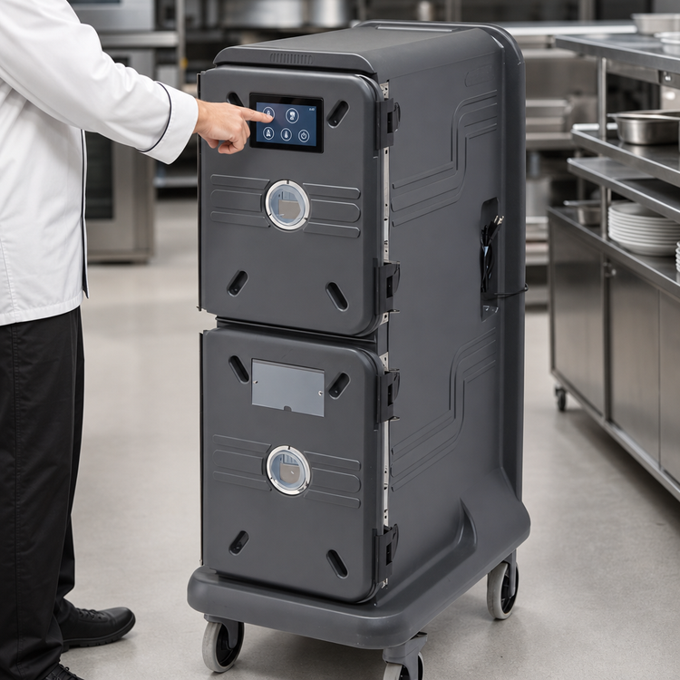 Product image #3 for Cambro Pro Cart Ultra Electric Front-Loading Hot Food Pan Carrier, 2-Compartment, Universal Pan Size