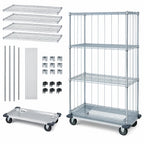 Thumbnail image #3 for Quantum MD2448C47RE Mobile Wire Enclosure Cart, 4 Shelves, 48"W x 24"D x 81"H, Chrome Finish