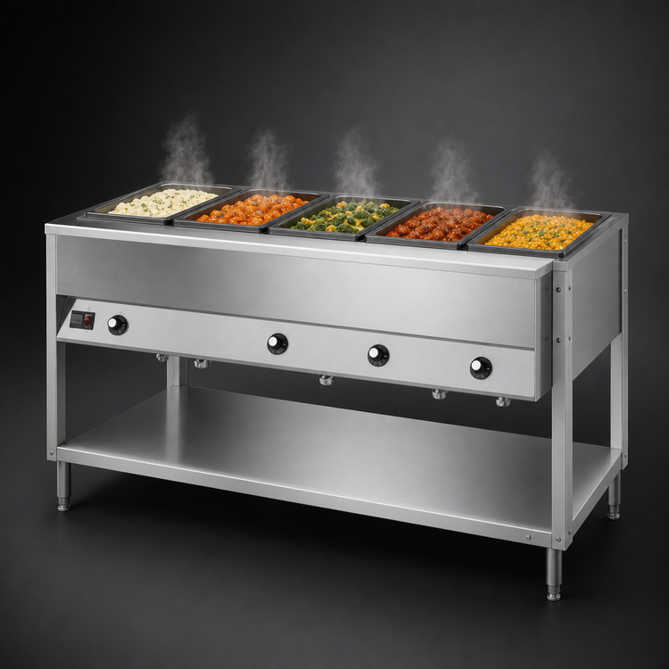Product image #3 for Vollrath ServeWell® 5-Well Hot Food Table with Open Shelf Base, 76" x 32", 208-240V