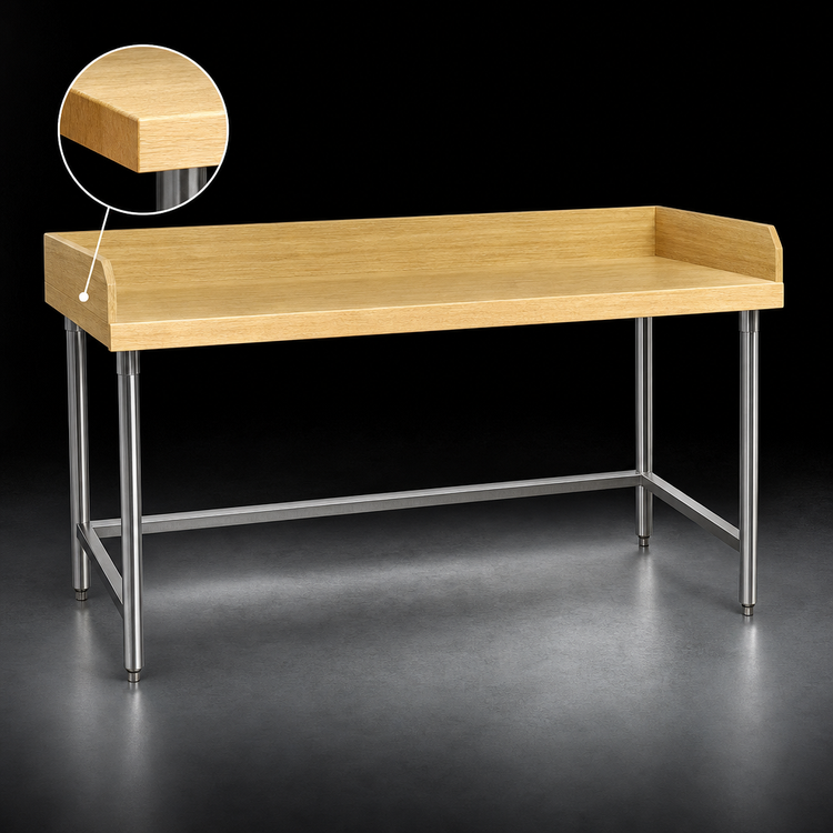 Product image #3 for Advance Tabco 60" x 36" Bakers' Table with 1-3/4" Wood Top and Stainless Steel Base