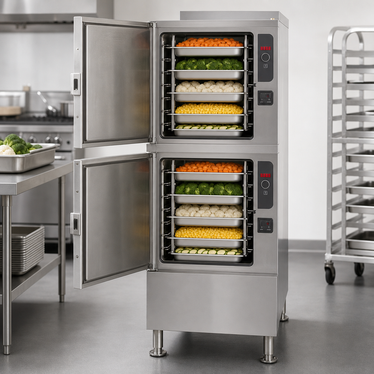 Product image #3 for Cleveland SteamCraft Ultra 10 Two-Compartment Pressureless Gas Convection Steamer, 24-Inch Wide Floor Model