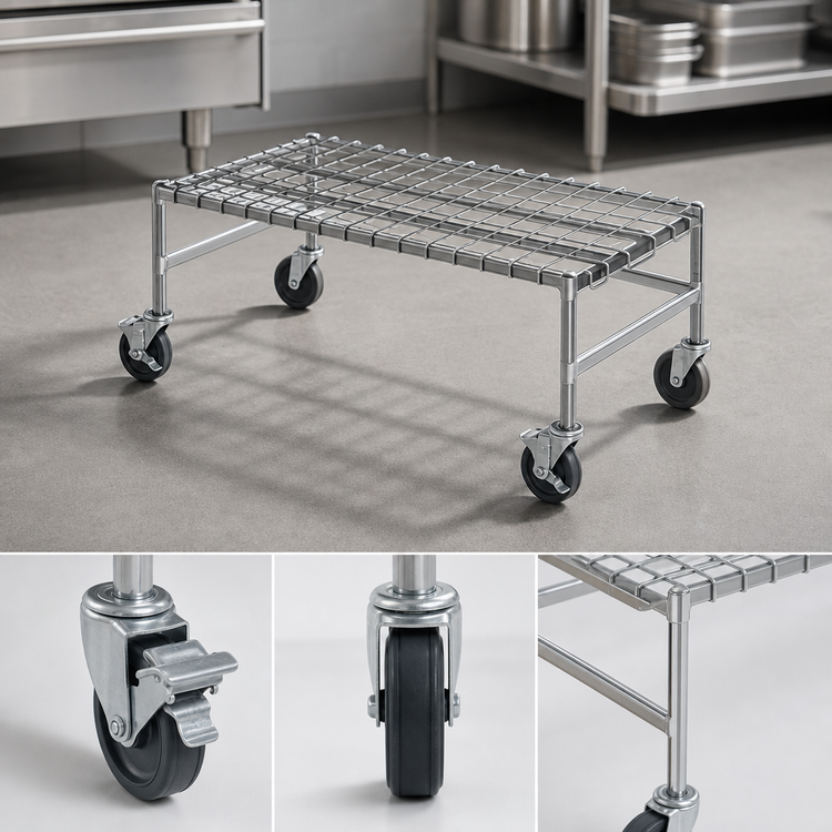 Product image #3 for Eagle Group Mobile Wire Dunnage Rack, 30 x 21 x 14 Inches, 800 lb Capacity, Chrome
