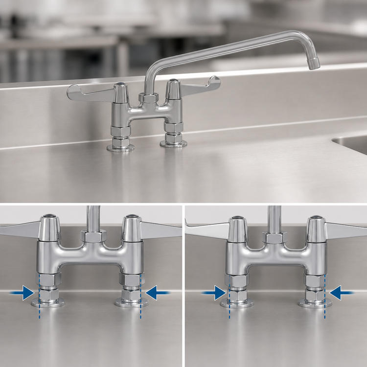 Product image #3 for T&S Brass equip Low-Lead 4-Inch Deck Mount Mixing Faucet with 12-Inch Swing Nozzle