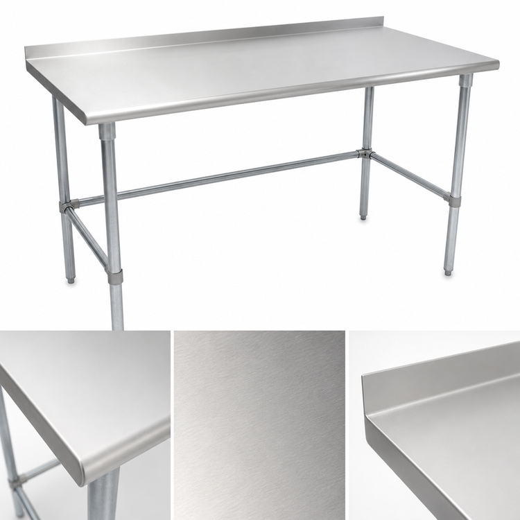 Product image #3 for John Boos Stallion 60" x 24" 14-Gauge Stainless Steel Work Table with 1-1/2" Rear Up-Turn and Galvanized Base