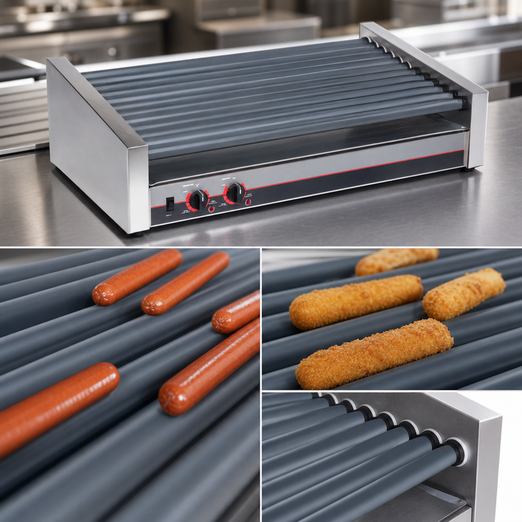 Product image #3 for Nemco Roll-A-Grill Slanted GripsIt Roller Hot Dog Grill, 55-Dog Capacity, 120V