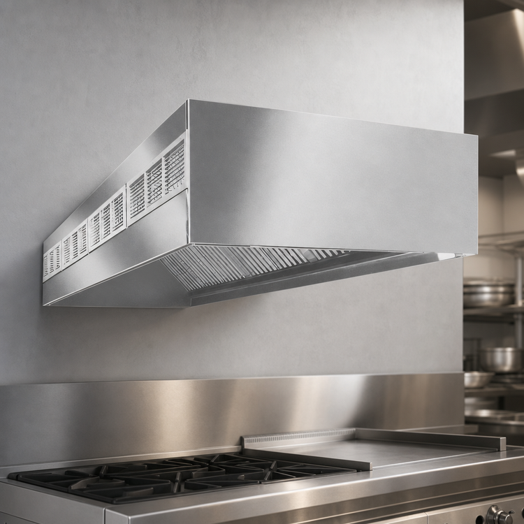 Product image #3 for SpecAir HEF96-90 Wall Type Front Discharge Make-Up Air Exhaust Hood, 90"W
