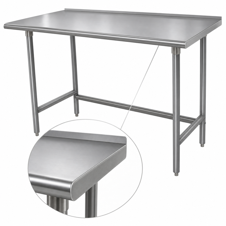Product image #3 for Advance Tabco 48" x 24" 16 Gauge 430 Stainless Steel Work Table with 1-1/2" Rear Up-Turn