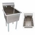 Thumbnail image #3 for BK Resources 1-Compartment Utility Sink with 14-Inch Deep Bowl, 9-Inch Backsplash, and Galvanized Legs