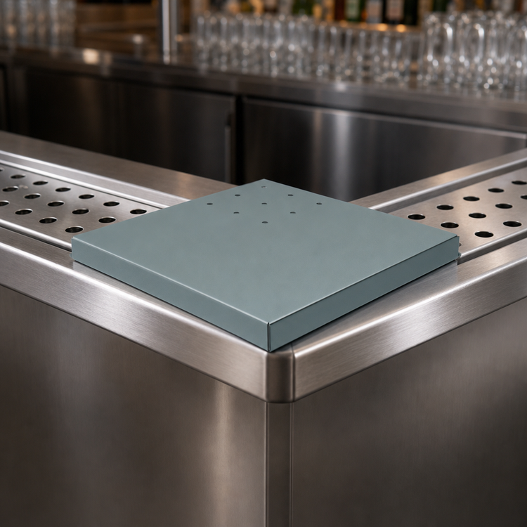Product image #3 for Advance Tabco Stainless Steel 90° Outside Corner Filler for DRKR Series Bar Drink Rails