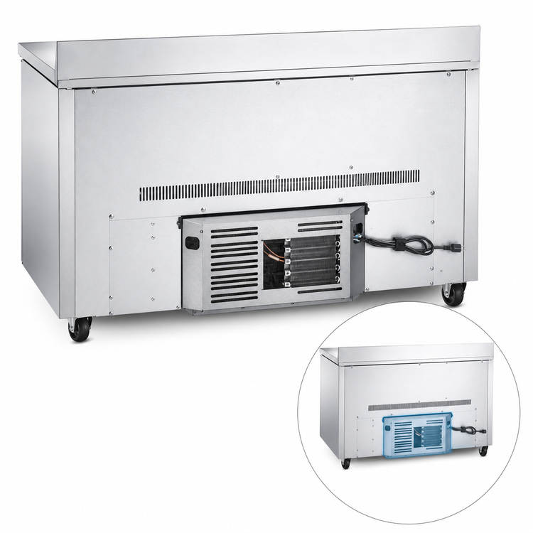 Product image #3 for True 48-Inch Two-Section Worktop Refrigerator with Stainless Steel Top and Solid Doors