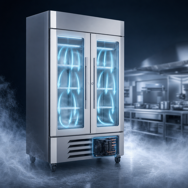 Product image #4 for Victory UltraSpec Two-Section Reach-In Glass Door Merchandiser Freezer, 46.2 Cu. Ft., Self-Contained, Bottom Mount Compressor