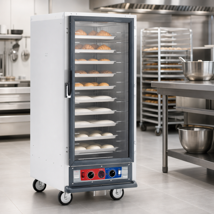Product image #3 for 3/4 Height Mobile Combination Heated Holding and Proofing Cabinet with Clear Polycarbonate Door and Lip Load Slides