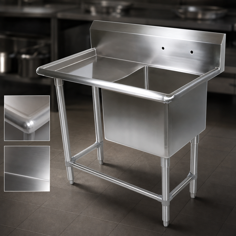 Product image #3 for John Boos Pro-Bowl 1-Compartment Sink with Left Drainboard, 70-3/16 Inch Wide, 14-Gauge Stainless Steel