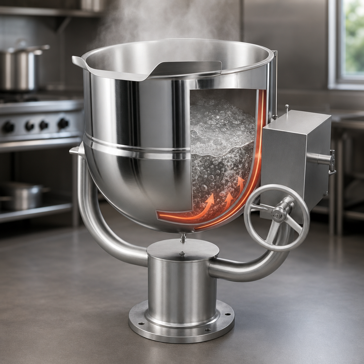 Product image #3 for Groen D-60 60-Gallon Direct Steam Tilting Kettle with 2/3 Jacket and Pedestal Base