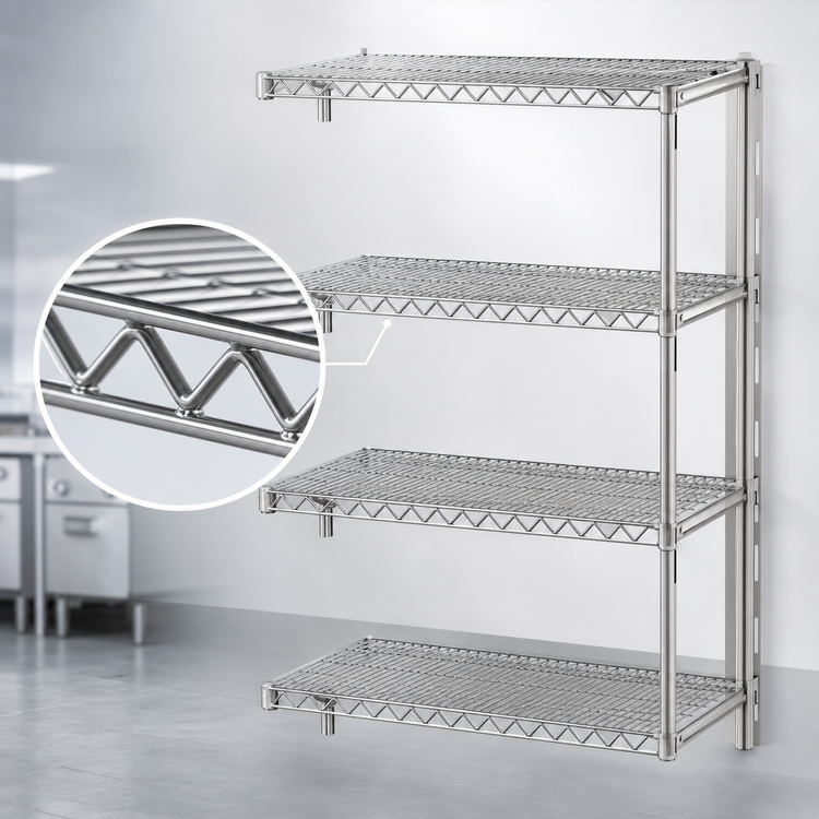 Product image #3 for Eagle Group 4-Tier Add-On Wire Shelving Unit, 60W x 18D x 63H Inches, Stainless Steel Finish
