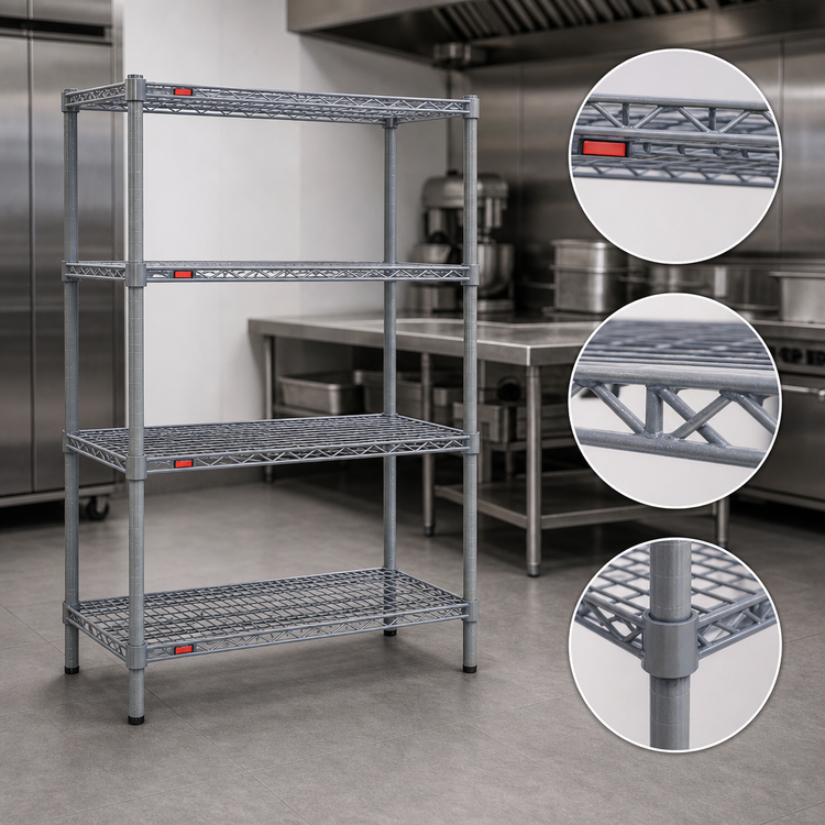 Product image #3 for Eagle Valu-Master 4-Tier Stationary Starter Wire Shelving Unit, 30"W x 18"D x 63"H, Pewter Gray Epoxy