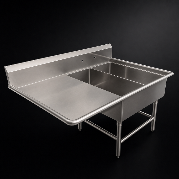 Product image #3 for John Boos Pro-Bowl 2-Compartment Platter Sink with Left Drainboard, 62-3/16 Inch W x 36-1/2 Inch D x 43 Inch H