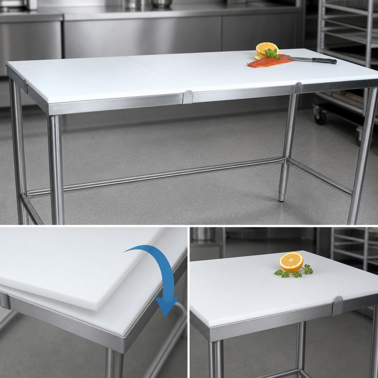 Product image #3 for John Boos 120-Inch x 24-Inch Trimming Table with 3/4-Inch Reversible Poly Flat Top