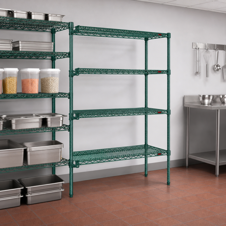 Product image #3 for Eagle Group Valu-Gard 4-Tier Add-On Wire Shelving Unit, 30 x 21 x 74 Inches, Green Epoxy Finish
