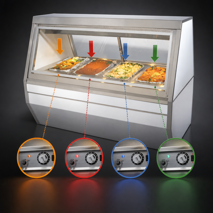 Product image #3 for Howard-McCray 35 Series 71-Inch Full Service Hot Food Case, 4 Wells, Stainless Steel