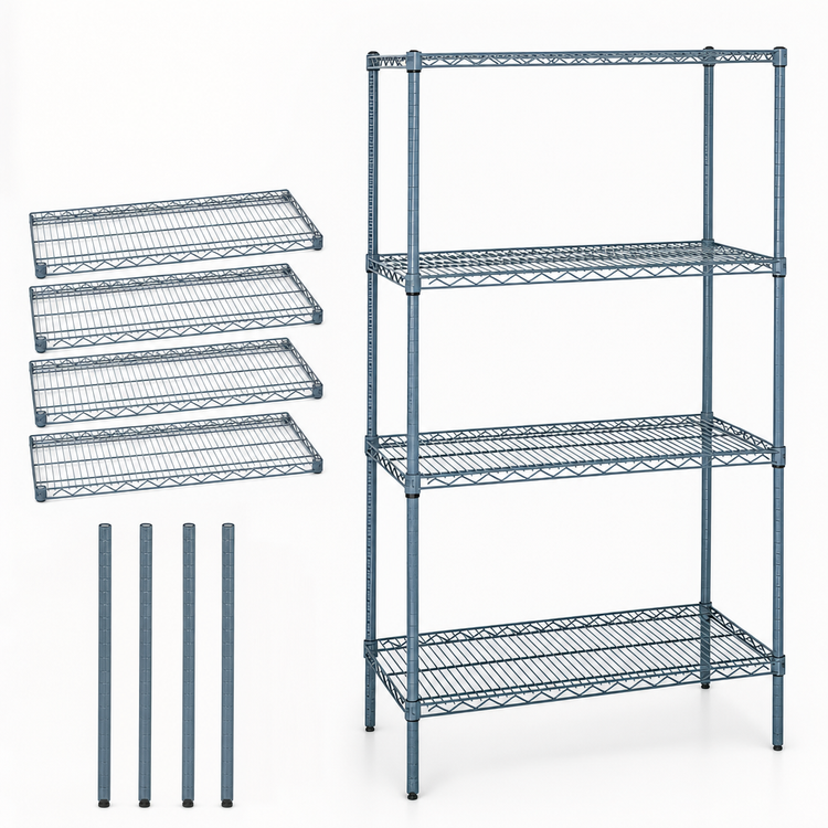 Product image #3 for Quantum Wire Shelving Starter Kit, 36 x 30 x 86 Inches, 4-Shelf, Gray Epoxy Antimicrobial Finish
